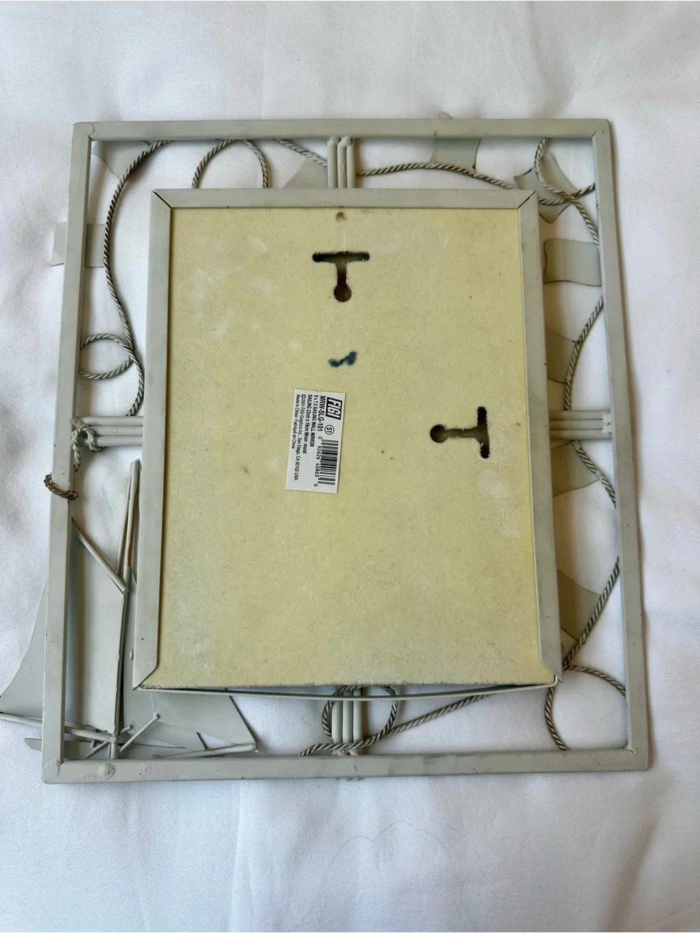 Nautical Sailboat Wall Mirror Coastal Beach House Decor Signal Flags Rope 13”